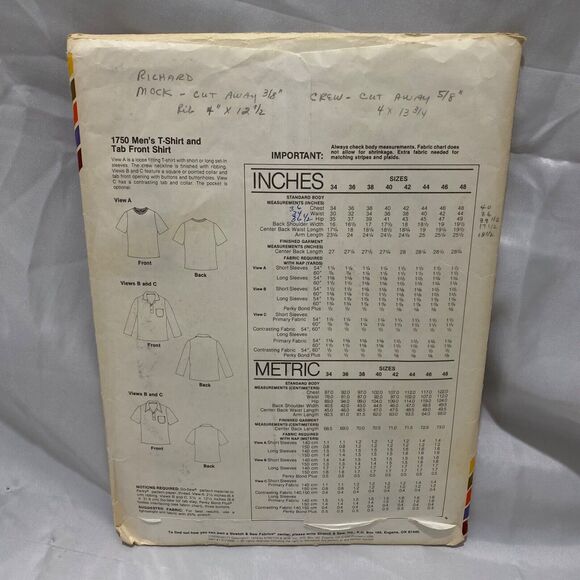 1979 Stretch and Sew Men’s T-Shirt and Tab Front Design Patterns By Ann Person - Picture 5 of 9